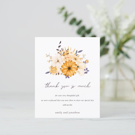 Budget Foto Floral Yellow Wedding Vielen Dank (Stehend Vorderseite)