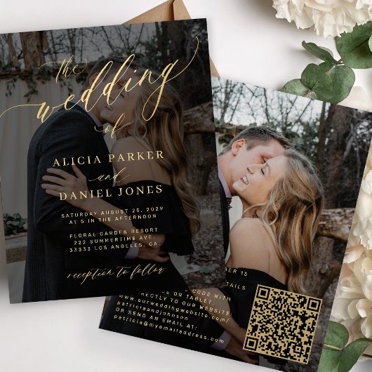 Budget Foto Gold QR Code UAWG Hochzeitseinladung