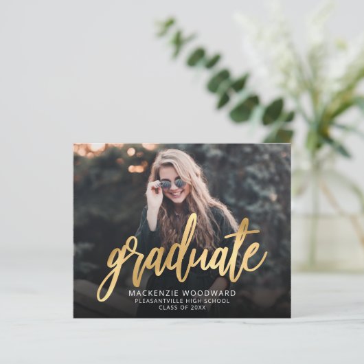 Budget Foto Gold Script Abschluss Ankündigung (Stehend Vorderseite)