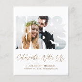 Budget Foto Gold Script Hochzeitsempfang Einladung (Vorderseite)