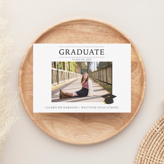 Budget Foto Graduation Party Black & White Einladung