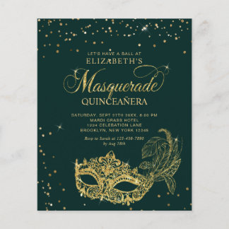 BUDGET Foto Grüne Gold-Masquerade-Quinceañera