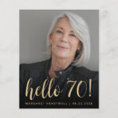 Budget Foto Hallo 70 Geburtstagsparty Einladung (Vorderseite)