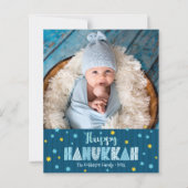 Budget Foto Happy Hanukkah Blue Gold Stars Card (Vorderseite)