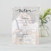 Budget Foto Hintergrundskriptkarte für Hochzeitsme Einladung (Stehend Vorderseite)