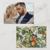 Budget Foto Hochzeit danke Zitrusfrüchte botanisch Mitteilungskarte (Vorne/Hinten)