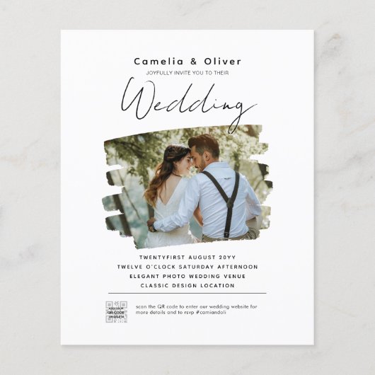 Budget Foto Hochzeit Einladung Classic White Flyer (Vorne)