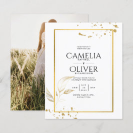 Budget Foto Hochzeit Einladung Classic White GOLD