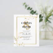 Budget Foto Hochzeit Einladung Classic White GOLD (Stehend Vorderseite)