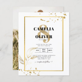 Budget Foto Hochzeit Einladung Classic White GOLD