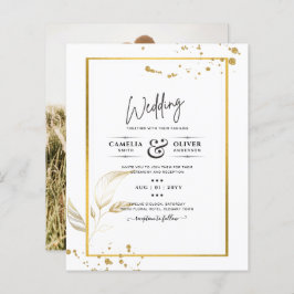 Budget Foto Hochzeit Einladung Classic White GOLD