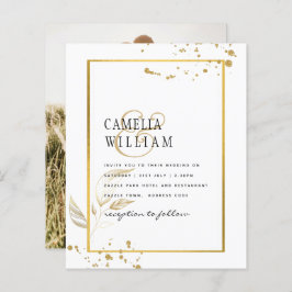 Budget Foto Hochzeit Einladung Classic White GOLD