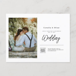 Budget Foto Hochzeit Einladung Classic White Postkarte