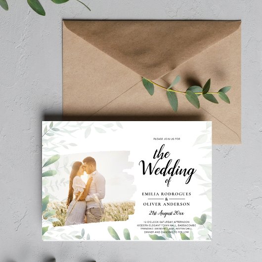 Budget Foto Hochzeit Einladung FOTO Grüne Flyer