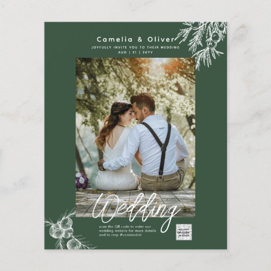 Budget Foto Hochzeit Einladung GRÜNE Flyer (Vorne)