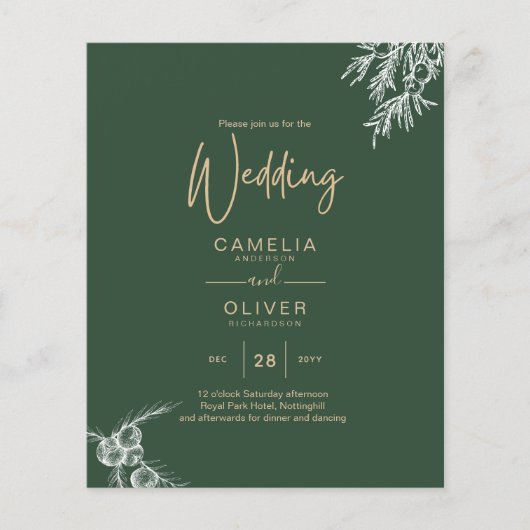 Budget Foto Hochzeit Einladung GRÜNE Flyer (Vorne)