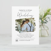 Budget FOTO Hochzeit Einladung QR Code UAWG (Stehend Vorderseite)
