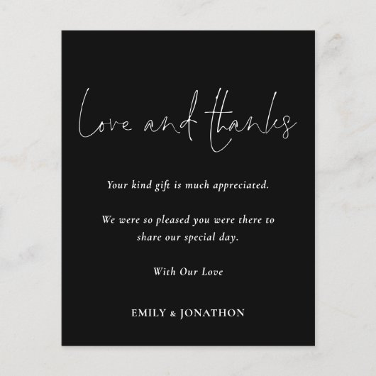 Budget Foto Hochzeit Liebe Dank Script Black (Vorderseite)