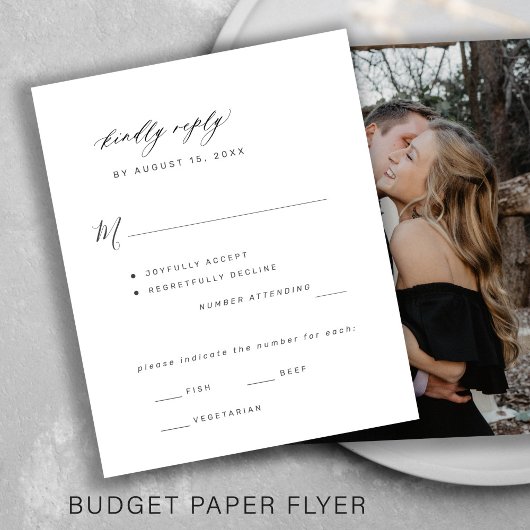 Budget Foto Hochzeitsmahlzeiten Optionen RSVP Kart Flyer