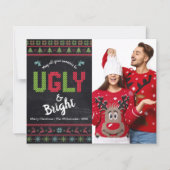 Budget Foto Holiday Ugly Sweater Chalkboard Card (Vorderseite)