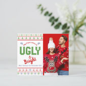 Budget Foto Holiday Ugly Sweater Red Green Card (Stehend Vorderseite)