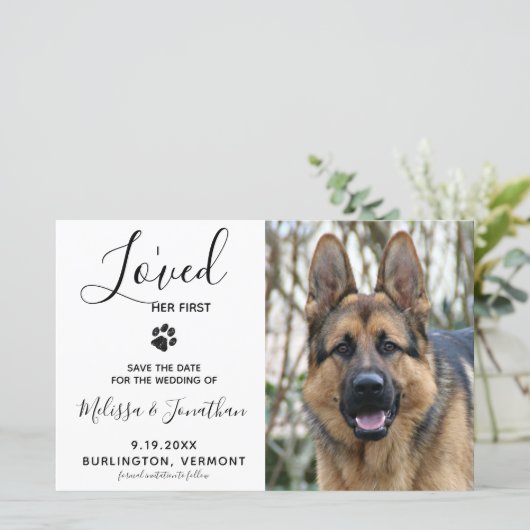 Budget Foto Hunde Hochzeit Pet speichern Datum (Stehend Vorderseite)