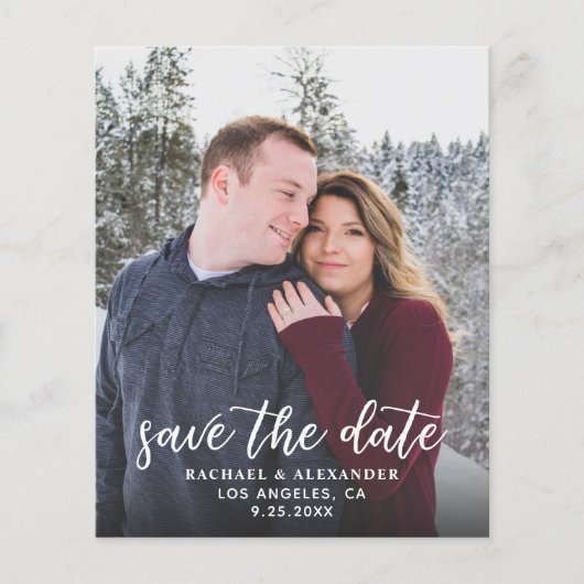 Budget Foto Kalligrafie 2B Dunkler V Save the Date (Vorderseite)