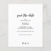 Budget Foto Kalligrafie 2B Dunkler V Save the Date Flyer (Hinten)