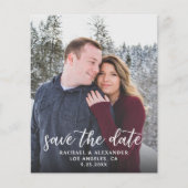 Budget Foto Kalligrafie 2B Dunkler V Save the Date Flyer (Vorne)