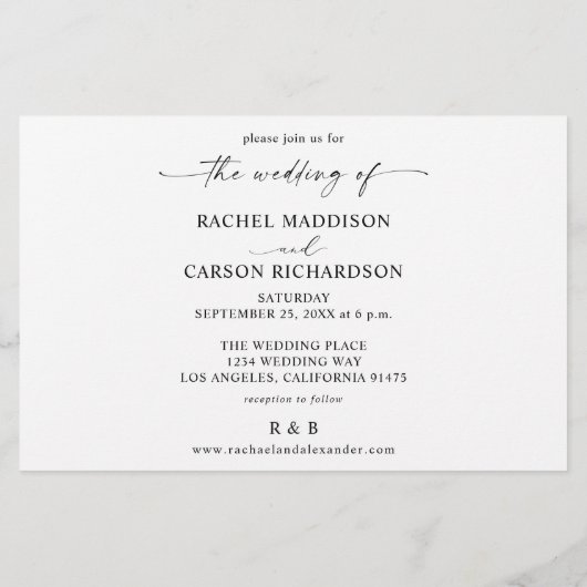 Budget Foto & Kalligrafie 3B Horizontale Hochzeit Flyer (Hinten)