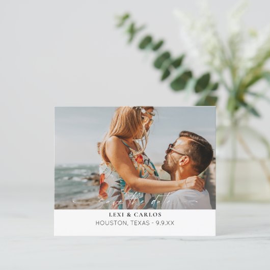 Budget Foto & Kalligrafie 3B W Mod Save the Date (Stehend Vorderseite)