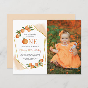 Budget Foto Kleine Süsse 1. Geburtstag Einladung