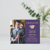 Budget Foto Lila Gold Abschluss Ankündigung (Stehend Vorderseite)