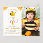 Budget Foto Little Honey Bee Birthday Einladung (Vorderseite)