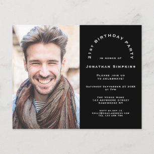 Budget Foto Man 21. Geburtstag Party Black Invite