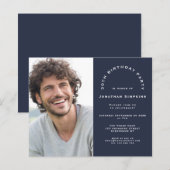 Budget Foto Mann 30. Geburtstag Party Navy Einladu (Vorne/Hinten)