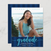 Budget Foto Marinebänder Abschluss Einladung (Vorne/Hinten)