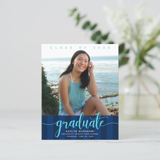 Budget Foto Marinebänder Abschluss Einladung (Stehend Vorderseite)