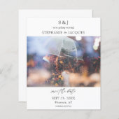 Budget Foto Modernes Monogramm Save the Date (Vorne/Hinten)