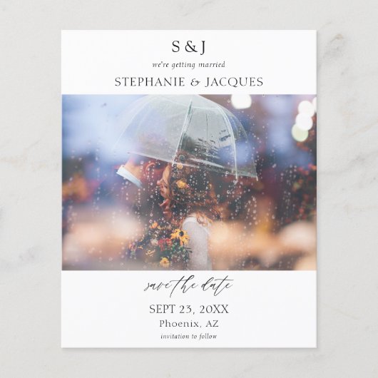 Budget Foto Modernes Monogramm Save the Date (Vorderseite)