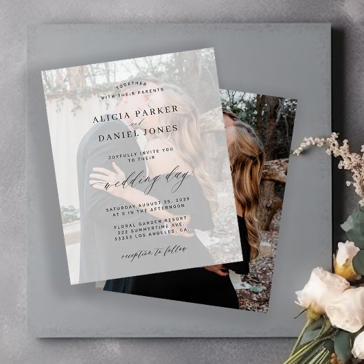 Budget Foto Overlay moderne Hochzeitseinladung