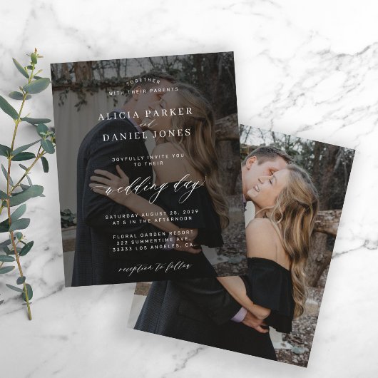 Budget Foto Overlay moderne Hochzeitseinladung
