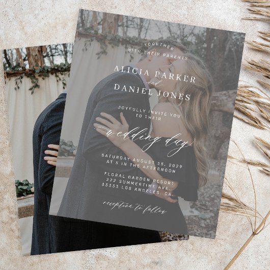 Budget Foto Overlay moderne Hochzeitseinladung