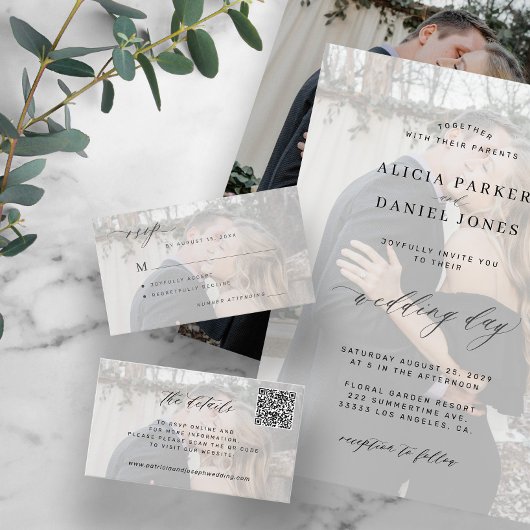 Budget Foto Overlay moderne Hochzeitseinladung