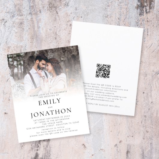 Budget Foto Overlay QR Code Hochzeitseinladung