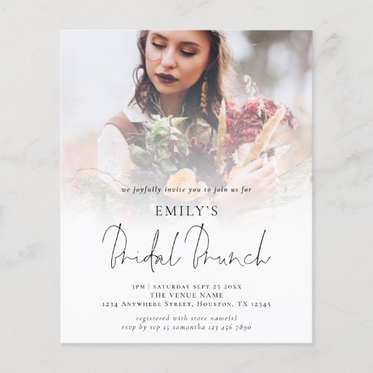 Budget Foto Overlay Script Bridal Brunch Einladung (Vorderseite)