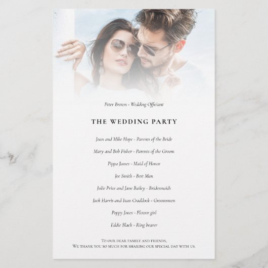 Budget Foto Overlay Script Hochzeitsprogramm (Rückseite)