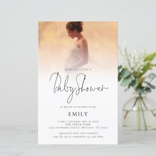 Budget Foto Overlay Script Kinderdusche Einladung (Stehend Vorderseite)