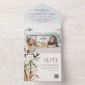Budget Foto Pampas eucalyptus Hochzeit QR-Code All In One Einladung (Innen Boden)
