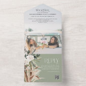 Budget Foto Pampas eucalyptus Hochzeit QR-Code All In One Einladung (Innen Boden)